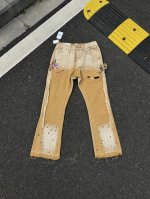 160 顶级版本-款号T15 gallery Dept.拼接贴布泼墨牛仔喇叭裤洗水做旧拼接牛仔裤 牛仔洗水厂，在这个过程中洗水厂老板帮忙介绍了一位，曾经供职于李