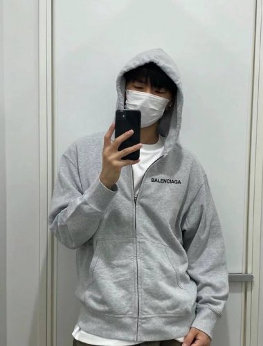 Balenciaga巴黎世家经典小标春季开衫拉链连帽卫衣毛圈外套 精选垂感一流复合双层南韩丝高级华棉面料 手感超棒 丝滑垂坠 质感高级一眼万年春季外套出行最优解