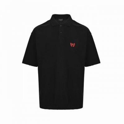 balenciaga 巴黎世家 25Ss 麦穗红标polo短袖 独家定织 G纯棉斜纹珠地棉面料 定做配套横机螺纹 成衣炒色雪花做旧洗水 经典粮食署红麦穗刺绣点缀