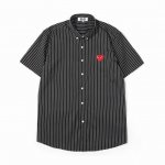 Cdg play川久保玲经典爱心刺绣小标条纹短袖衬衫 定制主标 辅料 水洗齐全 品牌精密刺绣标 修身版型 穿着舒适透气 随性时髦可搭配任意下装 春夏可防晒 秋冬