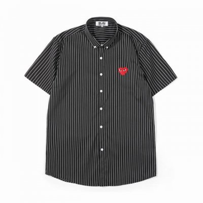 Cdg play川久保玲经典爱心刺绣小标条纹短袖衬衫 定制主标 辅料 水洗齐全 品牌精密刺绣标 修身版型 穿着舒适透气 随性时髦可搭配任意下装 春夏可防晒 秋冬