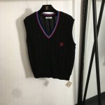 款号20252961 Loew*新款 胸前Logo刺绣麻花条V领针织马甲背心 灰色 黑色 Sml S码 胸围90 长53