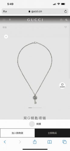 gucci古驰情侣款双G双面钥匙项链专柜同步在售。此款项链采用做旧效果巧妙融入别致的钥匙设计，钥匙顶部饰有鲜明的品牌标识双G元素。精心设计和专业制作通过微妙细节