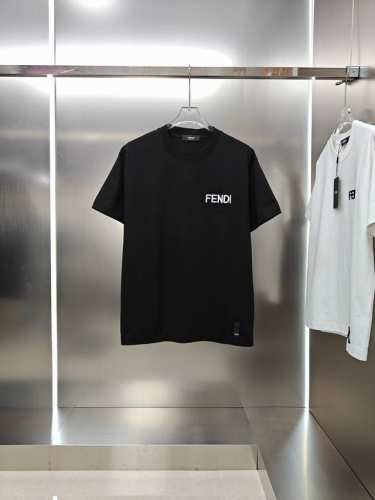 芬迪 Fendi 2025春夏新款男女同款短袖T恤！ 定制专属300克重双纱纯棉面料 定制原版工艺螺纹 胸前重工Ff刺绣字母Logo工艺设计 颜色：黑色 白色