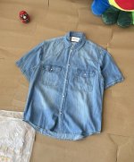 Gucci后背贴布立体刺绣 贴袋翻领短袖牛仔衬衫 X猫在售 0，原版牛仔棉面料，手感柔软舒适一Bi一定位开模，走线百分百还原，后背立体贴布绣 全套Y版三标辅料齐