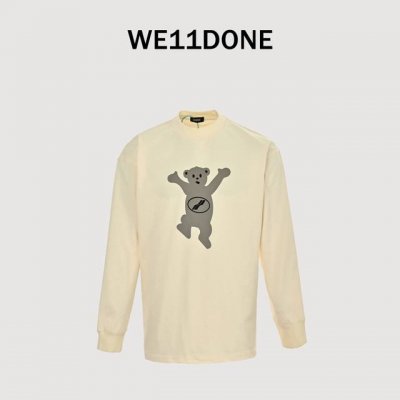 We11Done 数据款双面呆萌小熊印花情侣长袖 对标原版面料、版型、细节 高克重320克双纱纯棉面料 颜色：藏青色 杏色 黑色 码数：S M L