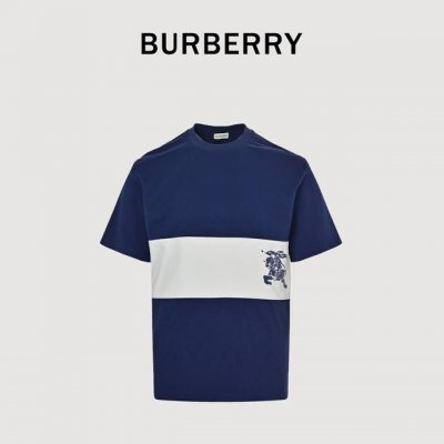 burberry 巴宝莉 Bbr 25Ss 白色横条战马印花短袖 定做布料 印花辅料细节都是采用一比一复刻 采用300G棉质布料32支精双棉纱平纹 无蚀尘毛艺工