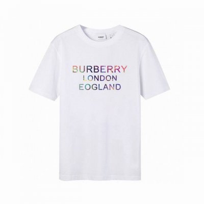 Burberry 巴宝莉炫彩字母印花短袖 高版本 潮流高街情侣T恤 高克重纯棉面料 亲肤顺滑有厚实感 细节到位 款式时尚潮流 男女同款 颜色 黑色 白色 six