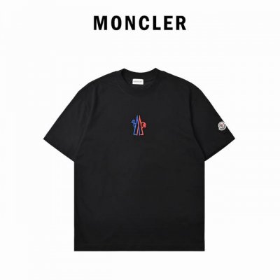 Moncler 蒙口 2025新款 数字字母Logo定制袖章短袖T恤 定制300克100％双纱纯棉面料 定染32支双股螺纹 领标吊牌主唛三标齐全 颜色：黑色 0