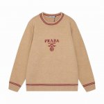 prada普拉达 经典三角Logo字母圆领羊毛针织毛衣 颜色 红棕 黑棕 黑色 码数 S M L Xl Xxl