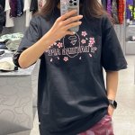 00156款A Bathing Ape Ss23 Sakura樱花系列 樱花印花宽松圆领短袖T恤 男女同款 码数Smlxlxxl 黑色白色