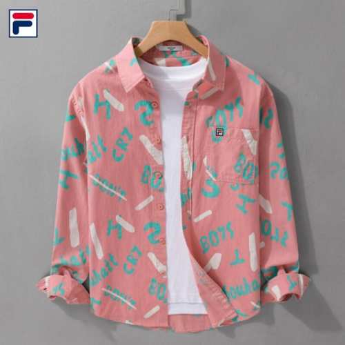 上新 斐乐Fila25款高品质纯棉印花刺绣日系个性长袖衬衫外套 甄选纯棉优质面料，透气吸汗、不变形 不起球 细腻不糙手 耐磨性高 走线工整 亲肤抗皱等特点、让服