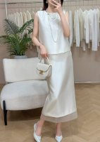 套装 轻奢高级感女人味丝毛上衣半身裙两件套，粉色，杏色，黑色，Smlxl