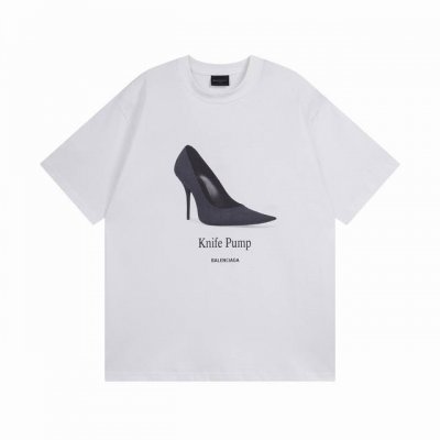 Balenciaga 巴黎世家2025 Ss 高跟鞋前后直喷印花短袖T恤 本市场No.1的质量 真正天花板品质 全部原版开发注意细节图 避免被盗图商家混发 正确
