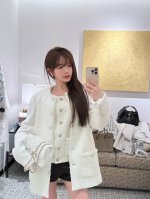 chane* 25S春夏新款 编织长款双口袋粗花外套丨独家Yb开发！高版出品！进口粗纺羊毛呢材质 肌理明显 毛料肉眼可见 质感上乘 粗花条纹毛呢面料打造名媛风典