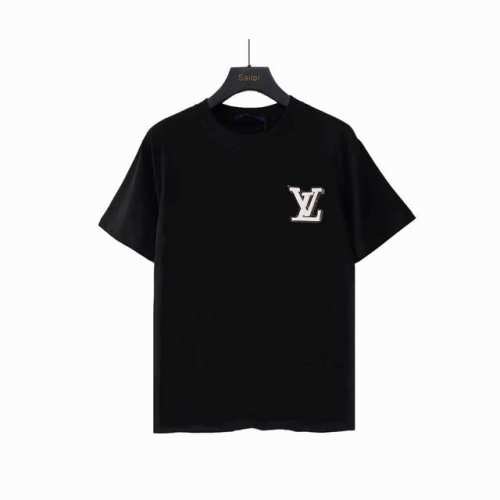 实拍细节图+尺码表 lv路易威登Louis Vuitton 驴家1V 经典Logo皮标半袖T恤短袖 男女同款 情侣款 宽松版型 所有细节 面料辅料工艺 做工 领