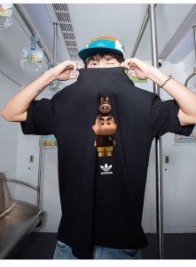 260G重磅纯棉 Adidas Originals 三叶草 Ad 恶搞蜡笔小新 短袖T恤 男女同款 半袖 情侣款 面料工艺： 1.260G重磅纯棉，100%棉，