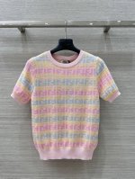 爆单推荐 原单品质 Fe 25春夏新品！夏日多巴胺配色彩色老花！本季必入爆款！绝美小仙女白富美针织短袖上衣！减龄少女气质穿搭！瑞士机18针工艺，显瘦气质又美又仙