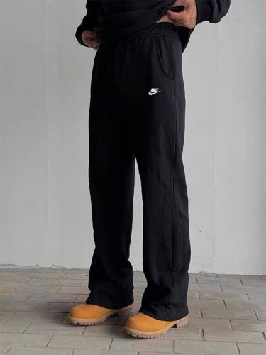 款号 Wk101 春秋季25新款海外版最新款耐克印花Logo男女同款280克卫裤休闲裤阔腿裤长裤子 小红书推荐必入款Ins快手抖音网红款 弹力腰围加抽绳设计 可