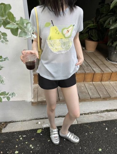 莱赛尔蕾丝梨子小飞袖 颜色 秋黄 森巴红 卡兰