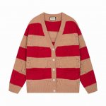 gucci古驰红棕相间条纹羊毛开衫毛衣外套 颜色 红棕 码数 S M L Xl Xxl