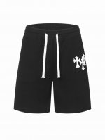 chrome Hearts*克罗心刺绣皮标短裤 手摇贴定制皮标 松紧腰 抽绳裤腰设计 上身舒适 定制面料 宽松版型 颜色 黑色 码数 Xs S M L