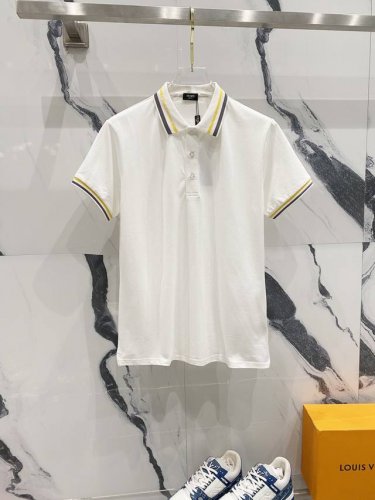 Fendi 芬迪 翻领polo衫 品牌刺绣字母Logo条纹编织领口 官方同步 商务首选 时尚个性 百搭潮流 纯原品质 原版面料 吊牌 领标 水洗麦 三标齐全 颜