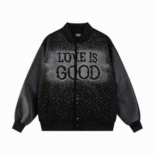 款号 S36 Goodbrand烫砖贴布绣花工艺棒球服外套，高温烫砖 颗颗饱满 选用防澳白砖石，一颗颗镶嵌，尽显工艺细致。700 克龙凤尼料搭配 荔枝纹皮革袖子