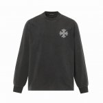 p170 chrome Hearts*克罗心 重工洗水炒盐十字架绣花 梵文马蹄手工订标长袖长T恤 独家定织定染高克重紧密精梳棉面料Os落肩宽松版型 春夏最新砖柜