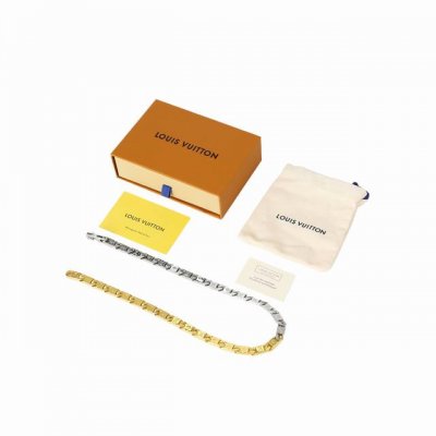 Louis Vuitton 徽标设计-金属-精钢-项链-男女同款情侣款-金拼银色！Monogram Tied Up 项链-编码：M1305M-官网在售价 p30