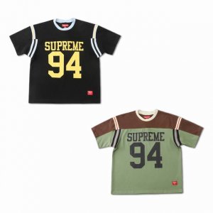 Supreme Ss25 Week8 Split S S Football Top 拼接图案罗纹圆领短袖美式潮流足球衣 男女同款 原版购入开发 拼色螺纹1:1定