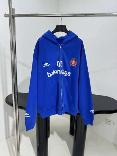 Balenciag* Oversized足球拉链卫衣 定制定染运动平纹面料 中性设计宽松剪裁 正面压印Sponsor徽 前胸绣有Football Crest 艺