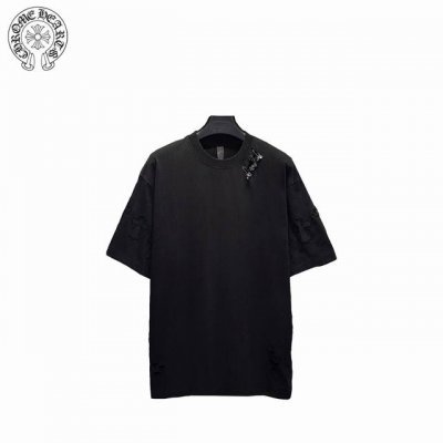 Chrome Hearts 克罗心 25Ss 破洞缝补短袖T恤 采用32支双纱 克重面料 进口针织针梳棉进行制作，厚度适中，有垂感又有轮廓型，上身就是一个舒适！