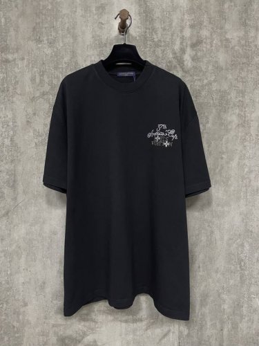 春夏新款 重磅400G短袖 Louis Vuitton 路易威登 25Ss Lv烫钻Logo圆领短袖T恤 面料高定超重磅全棉双纱紧密新疆棉 克重400克 搭配2