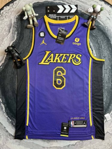 顶级刺绣 款号S06 耐克 Nba 复古篮球背心Sw球迷 洛杉矶 湖人詹姆斯 6 热压 球衣 颜色： 紫色 尺码： S M L Xl Xxl 定制优质网眼布面料
