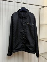 lv路易25Ss胸前口袋烫钻满印提花桑蚕丝衬衫夹克 Size:S M L Xl