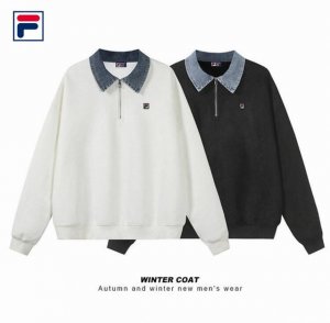 上新 P150【 Fila斐乐25品质春秋青少年麂皮绒牛仔领拼色潮流半开衫卫衣外套】 优质柔软棉纤制 不变形 不起球 细腻不糙手 耐磨性高 走线工整 亲肤抗皱等