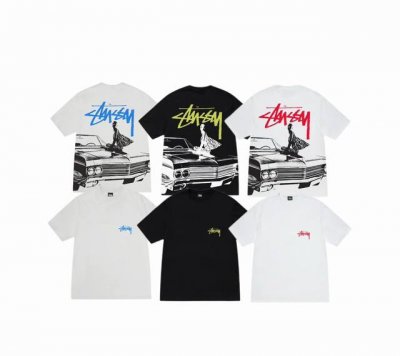 上新款号：S104 Stussy斯图西 Stussy 美式汽车满印复古Beat Crazy印花圆领Tee夏季宽松短袖T恤 男女同款 原版打造 细节高控 -面料精
