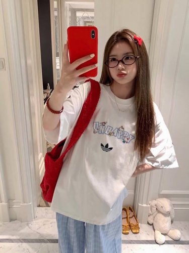 260G重磅纯棉 Adidas Original 三叶草 潮牌 Hello Kitty 联名 50Th 五十周年 短袖T恤 男女同款 半袖 情侣款 面料工艺 1