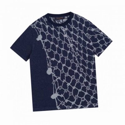 路易威登 Louis Vuitton 夏季新款 航海渔网提花针织圆领短袖 本款棉质短袖圆领衫呈现全幅 Monogram Fishnet 提花织纹 其不规则图案恰