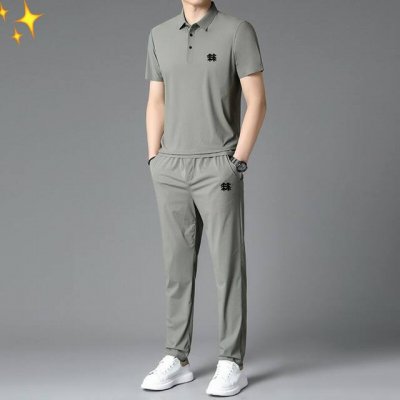 供 Kolon Sport 可隆 翻领冰丝速干无痕弹力短袖套装 弹力十足，男女同款 会呼吸有运动感休闲套装！凉爽不贴肉，质感无敌夏季薄款速干冰丝弹力健身跑步休闲