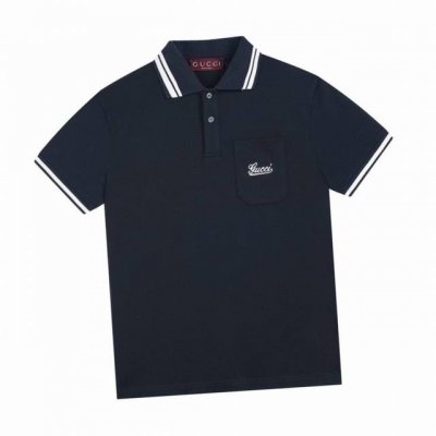 古驰 Gucci 夏季新款 口袋字母刺绣翻领短袖polo衫 采用纯棉珠地面料，定制同缸染面料手感非常舒服爽滑版型挺阔有型 进口百灵达刺绣机器刺绣饱满有质感衣领袖