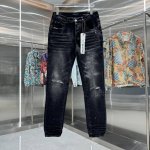 pur D ple Brand 破洞涂鸦工艺街头潮流修身小脚弹力牛仔裤 颜色 黑色 码数 30 32 34 36 38