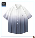 范思哲 独家实拍上新夏季高品质薄款渐变上衣宽松短袖衬衫潮流学生百搭高街五分半袖衬衣，本季主打，货源充足，放心主推，高端品质，经典设计，做工出色，经典百搭，上身效