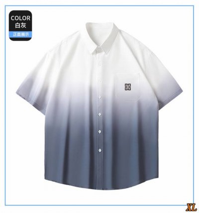 范思哲 独家实拍上新夏季高品质薄款渐变上衣宽松短袖衬衫潮流学生百搭高街五分半袖衬衣，本季主打，货源充足，放心主推，高端品质，经典设计，做工出色，经典百搭，上身效