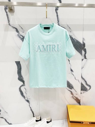 Amiri 阿米里 260克圆领短袖T恤 经典品牌贴布字母刺绣Logo印花小标 官方同步 高版本 高品质 时尚个性 百搭潮流 纯原品质 原版面料 吊牌 领标 水