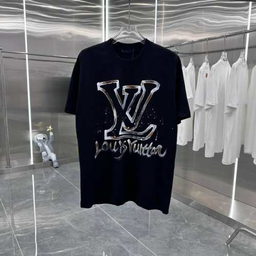 LV 2025春夏新款 手绘泼墨 经典款式 潮流必备 定制面料 上身超舒服 男女同款 S M L Xl Xxl 五个码 黑色 白色
