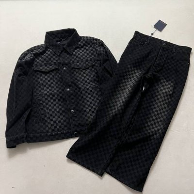 上衣 长裤 Lv洗水植绒棋盘格套装