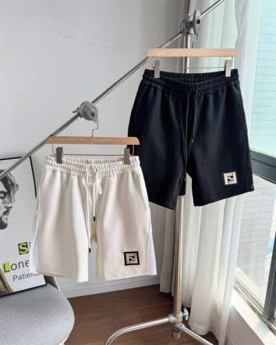 顶级复刻 区别通货 Fendi 芬迪 2025新款金标刺绣Logo侧开网眼短裤 双Ff刺绣字母标识侧边网布拼接 官方同步 高版本 高品质 时尚个性 百搭潮流 纯