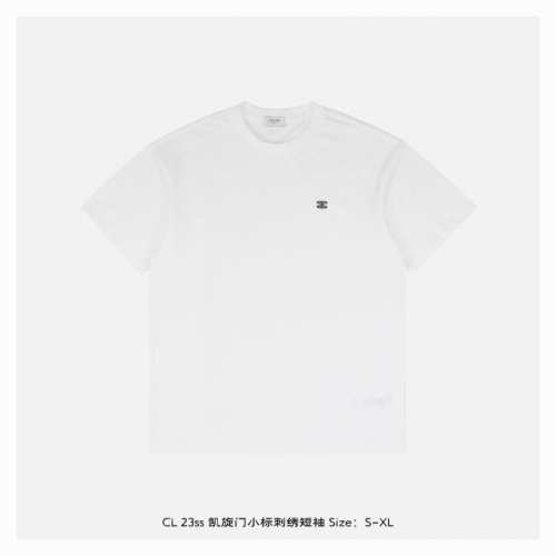 cèLine 赛琳 23Ss 凯旋门小标刺绣短袖 面料采用26支精梭紧密赛络纺约 G，极致简约风＋质感丝滑，开发周期两个月刺绣难度在于做出Logo图案的立体感整